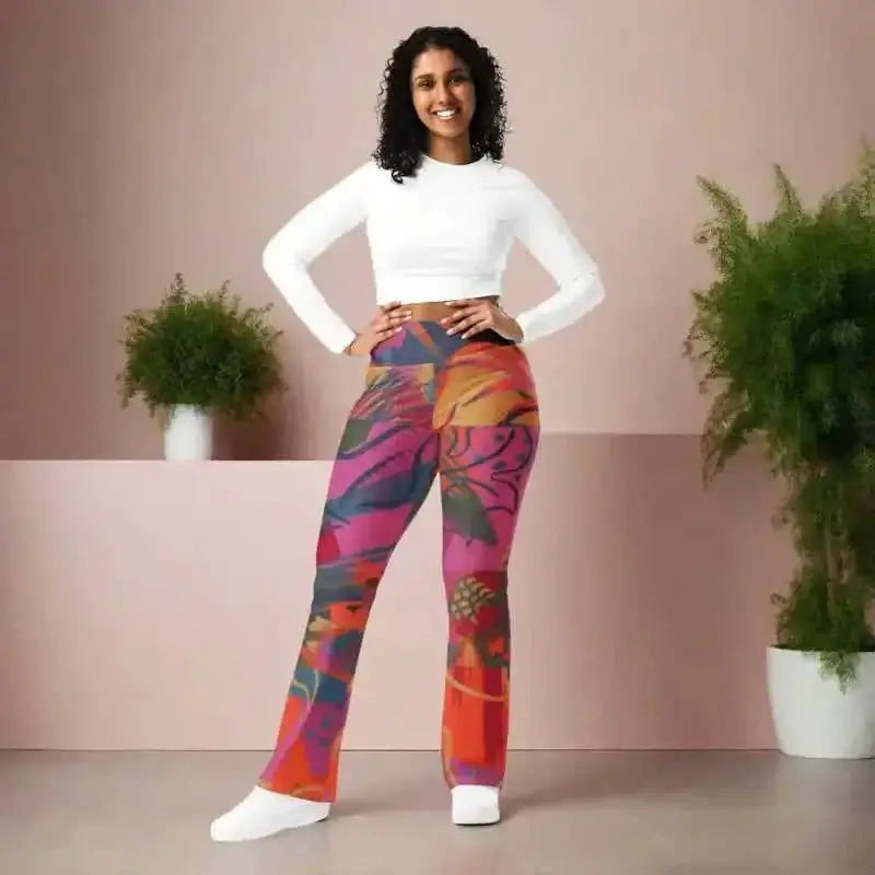 Flare Patterned Leggings by Revive Wear Australia. These patterned flare leggings feature a high waist and back pocket. Enhance your curves in all the right places with this trendsetting flare cut. Explore today.