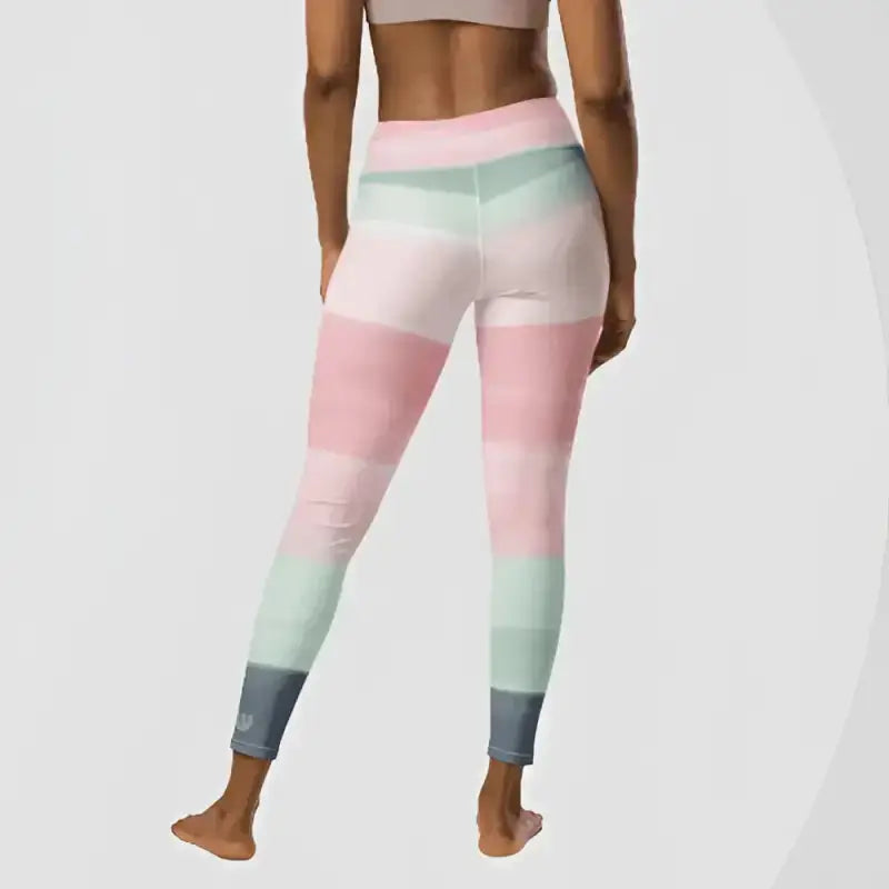 Pastel rainbow striped yoga leggings for comfy, stylish workout vibe