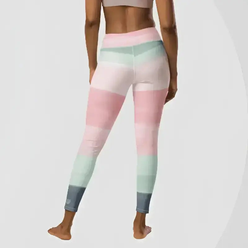 Pastel rainbow striped yoga leggings for comfy, stylish workout vibe