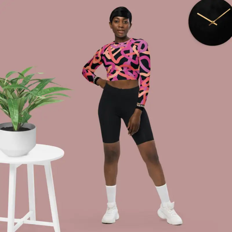 Recycled Long Sleeve Top | Crop Top Fitted - Revive Wear Recycled Long Sleeve Top - Handmade Crop Top. Swim, Run, Gym. Shop sizes from Petite to 6XL at Revive Wear AU.