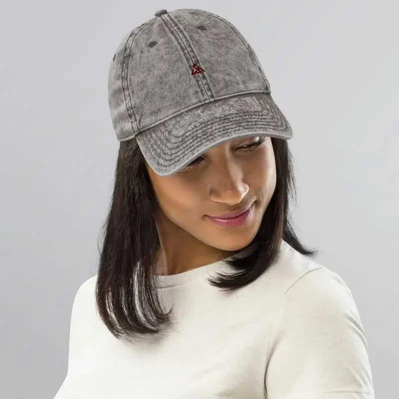 Gray vintage baseball cap perfect for workouts and matching with workout leggings