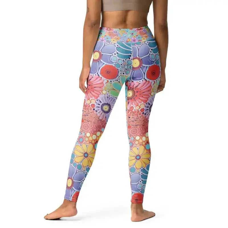 Floral patterned Yoga Flower Workout Leggings made from soft microfiber yarn