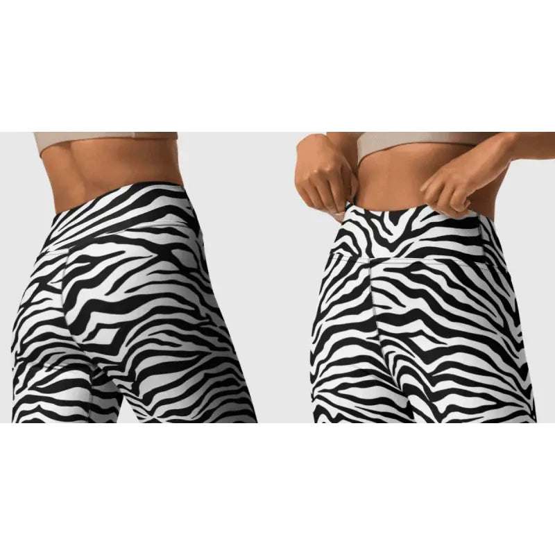 Zebra leggings high waist workout leggings with bold zebra stripe pattern