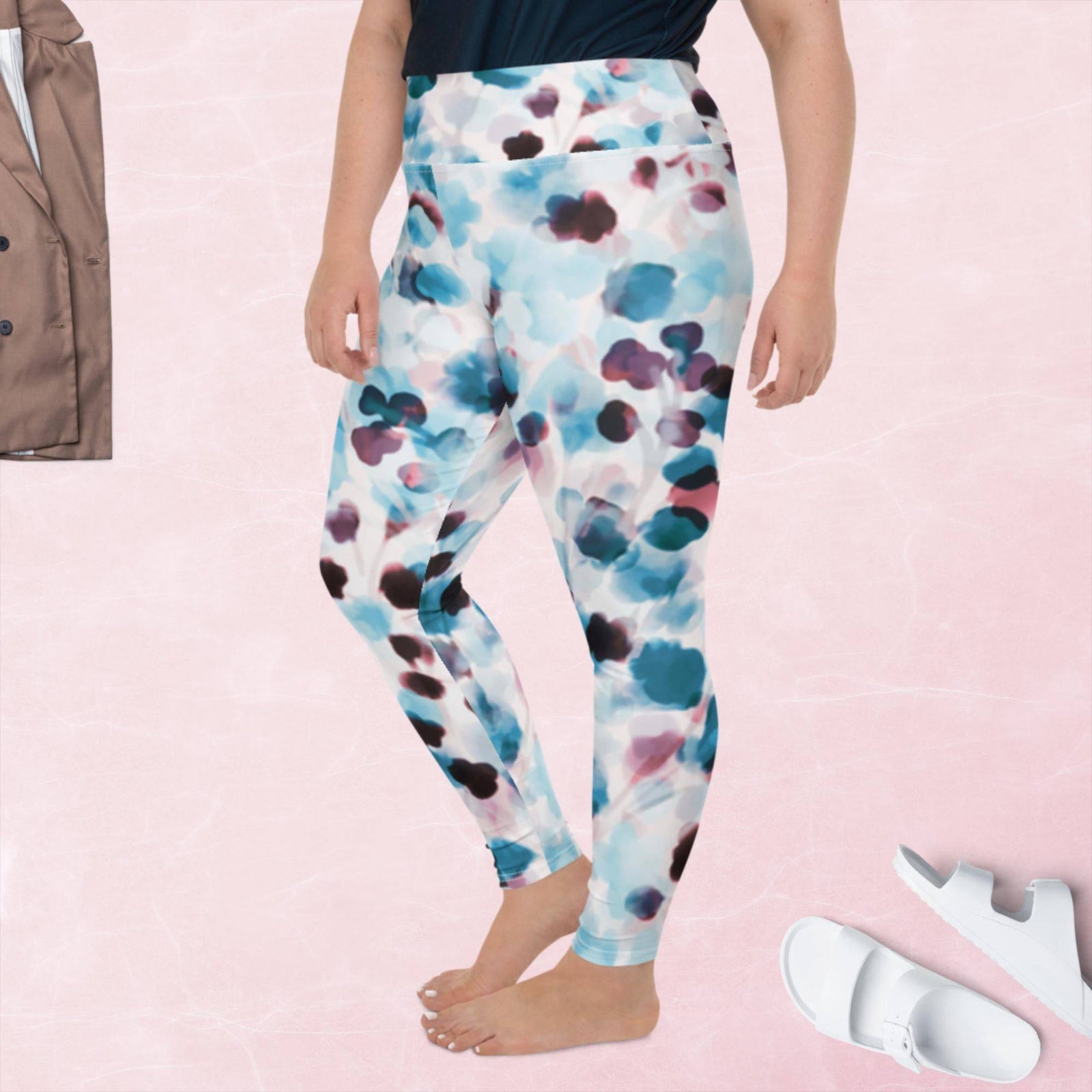 Plus Size Coloured Leggings in Sapphire Print - Revive Wear     Women's Plus Size Coloured Leggings. Made from a stretchy, comfortable fabric with a flattering fit. High Waist. Shop plus-size leggings today!