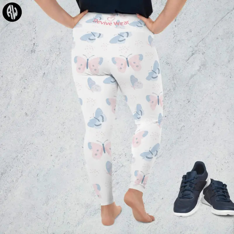 Butterfly-patterned plus size high waist gym leggings from Bliss Plus Size Leggings Australia