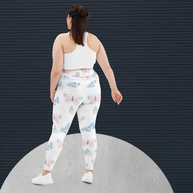 White butterfly-patterned plus size leggings from Bliss Plus Size Leggings Australia
