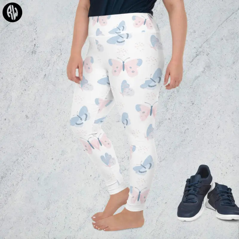 Butterfly-patterned Bliss Plus Size Leggings Australia, comfy high waist gym leggings