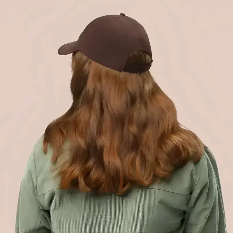 Brown corduroy hats with wavy auburn hair, perfect for stylish plus size activewear