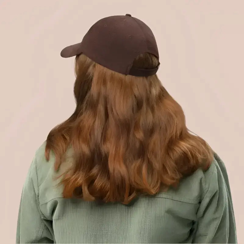 Brown corduroy hats with wavy auburn hair, perfect for stylish plus size activewear