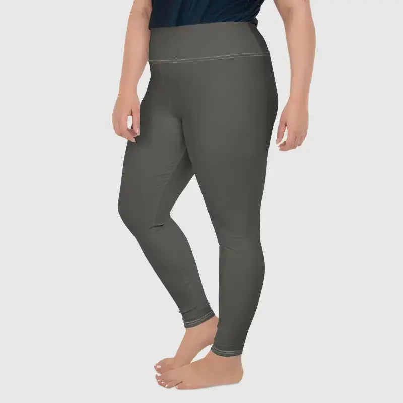 Stylish Gray Plus Size Pilates Leggings with four-way stretch for comfy workouts