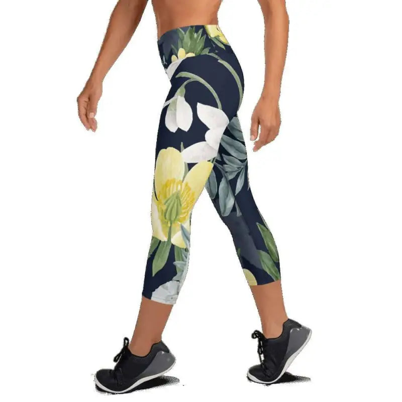 High Waisted Capri Leggings - Floral Print - Revive Wear     High Waisted Capri Leggings. Stunning floral vibrant leggings that are full of pop color. Shop small to XL sizes.Free Delivery on orders of $75.