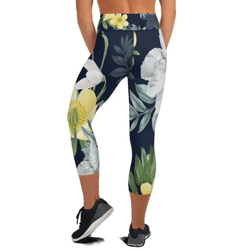 High Waisted Capri Leggings - Floral Print - Revive Wear     High Waisted Capri Leggings. Stunning floral vibrant leggings that are full of pop color. Shop small to XL sizes.Free Delivery on orders of $75.