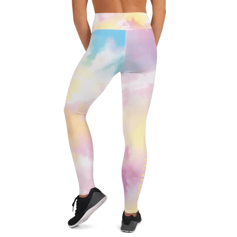 Pastel high waisted tie-dye yoga leggings for comfortable workout style