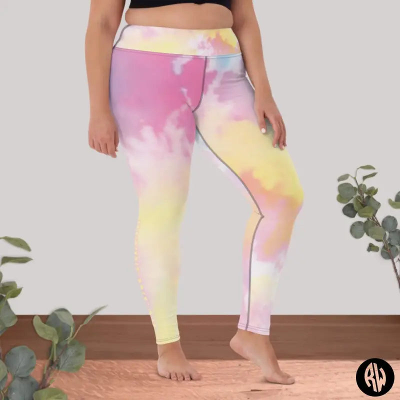 Pastel high waisted tie-dye yoga leggings perfect for comfy workouts