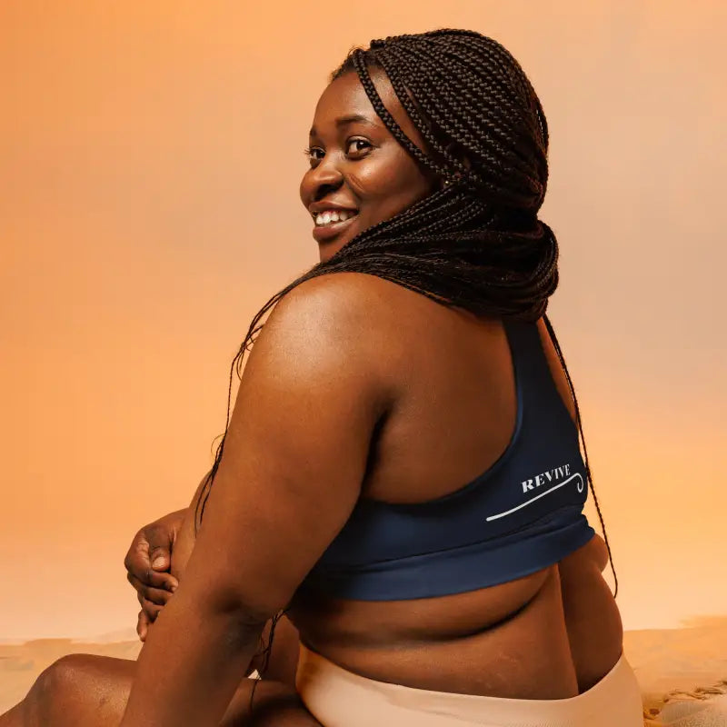 Navy Recycled Longline Sports Bra