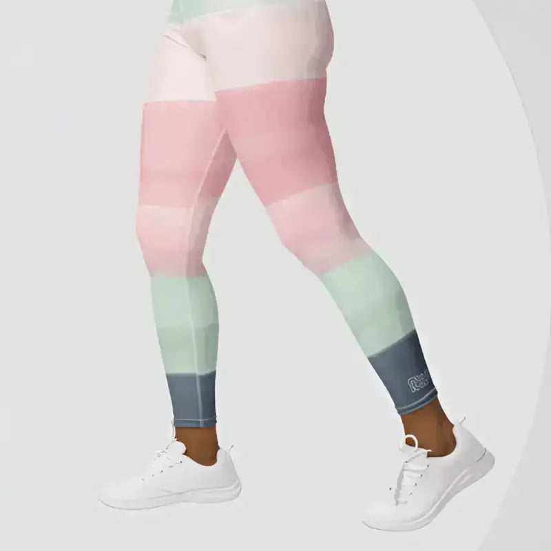 Pastel rainbow striped yoga leggings for comfortable, stylish workout look
