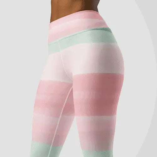 Pastel Rainbow Striped Yoga Leggings - Revive Wear     Pastel Rainbow Striped Yoga Leggings. Hand made, the raised waistband and a four-way stretch, these yoga leggings will withstand even the most demanding workouts.