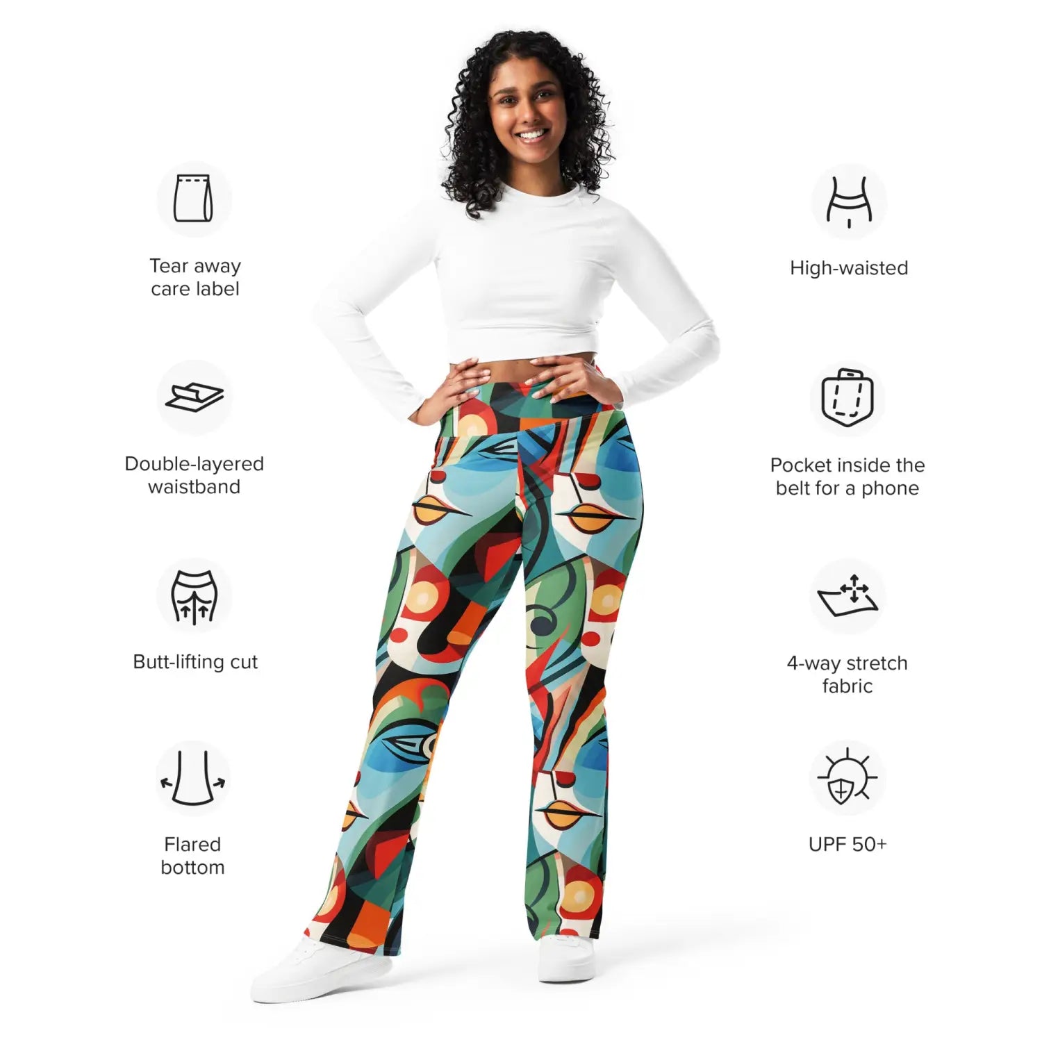 Picasso Print Flare Leggings