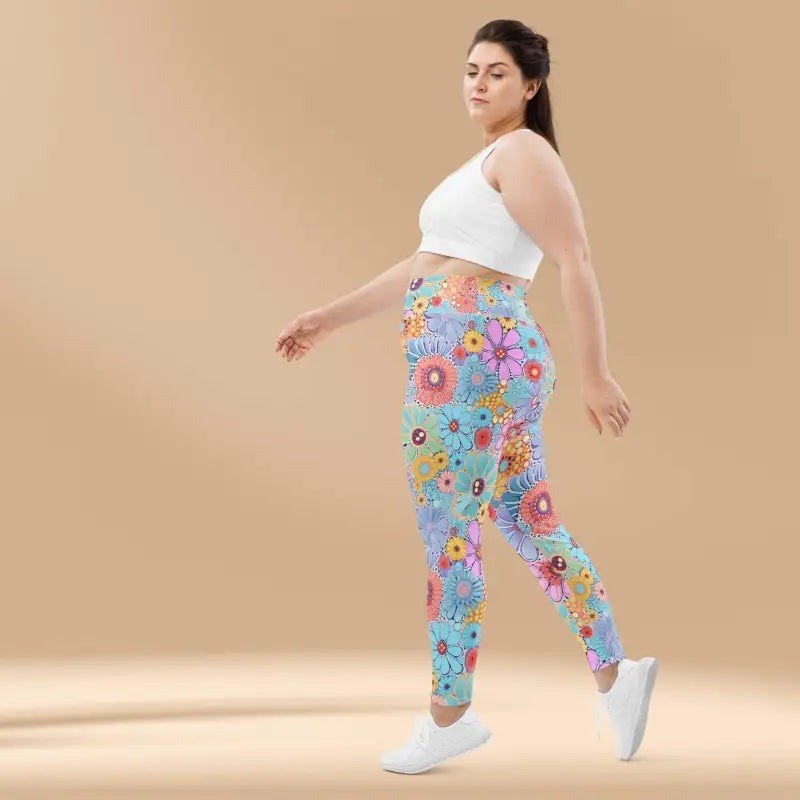 Plus size flower activewear leggings