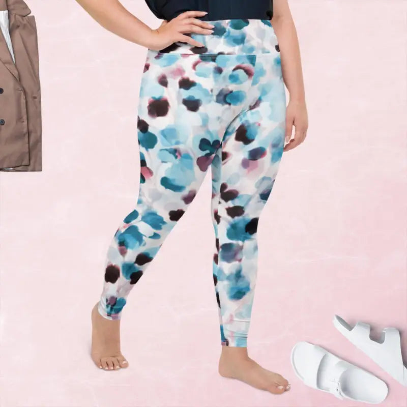 Plus Size Coloured Leggings in Sapphire Print - Revive Wear     Women's Plus Size Coloured Leggings. Made from a stretchy, comfortable fabric with a flattering fit. High Waist. Shop plus-size leggings today!