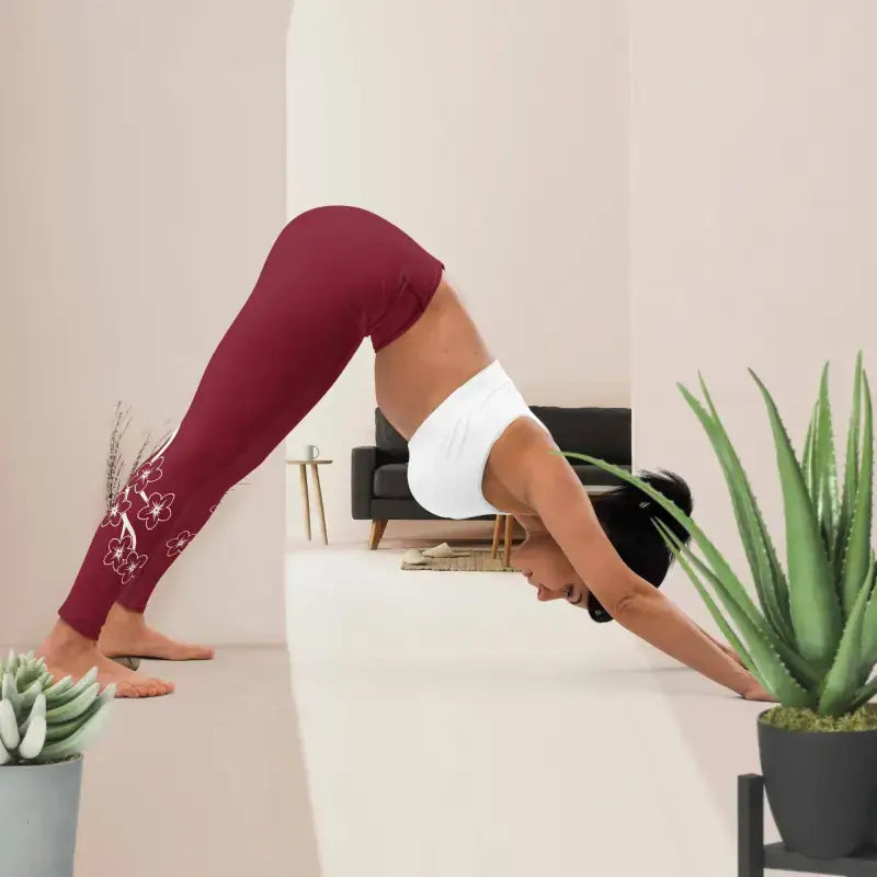 Red Floral Blossom Yoga Workout Leggings - Revive Wear     Experience comfort and style with our Red Floral Leggings from Revive Wear. Crafted for an ultra-comfort and support. Shop Leggings Today.