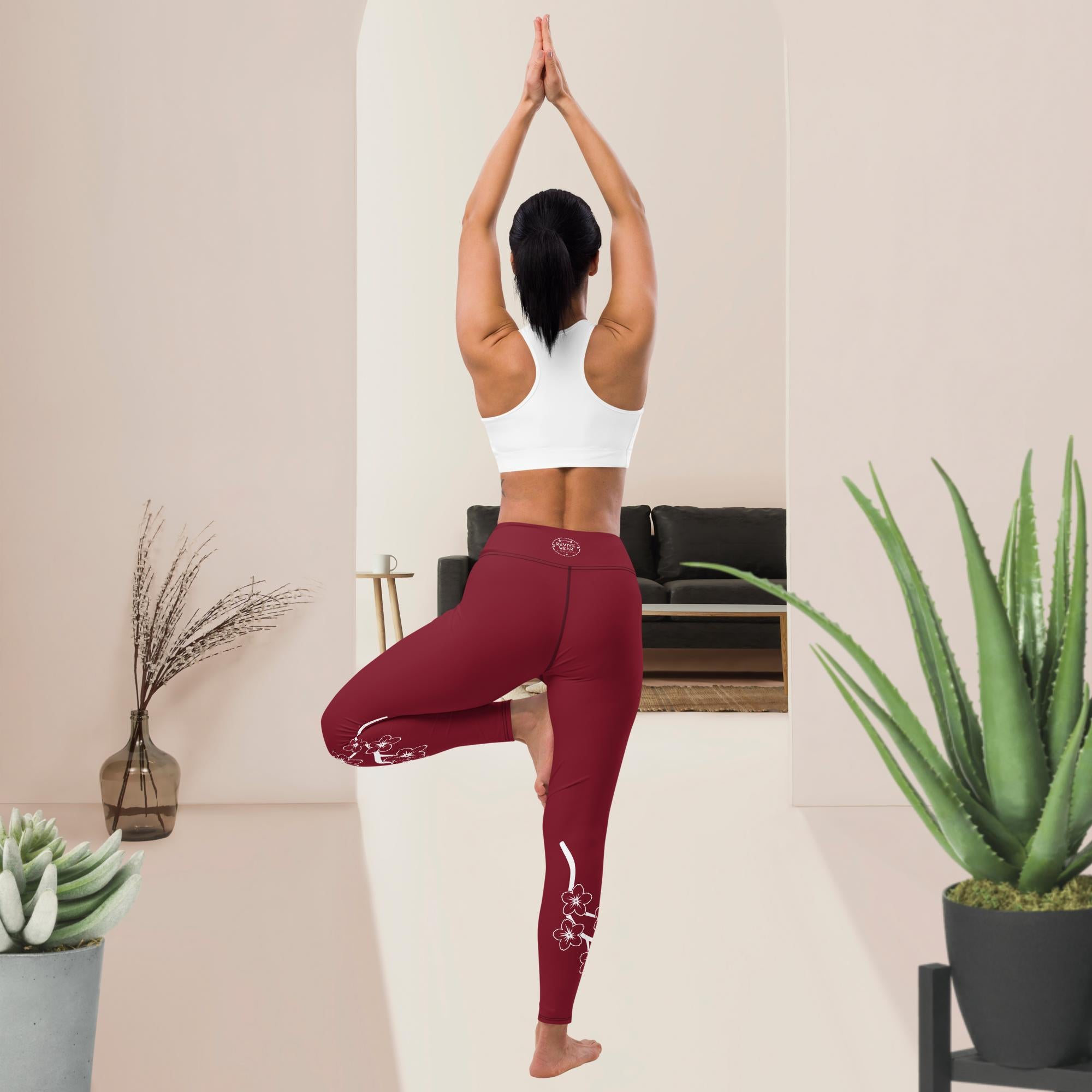 Red Floral Blossom Yoga Workout Leggings - Revive Wear     Red Floral Leggings from Revive Wear are the perfect addition to your fitness. Crafted for an ultra-comfort and support. Shop Leggings Today.