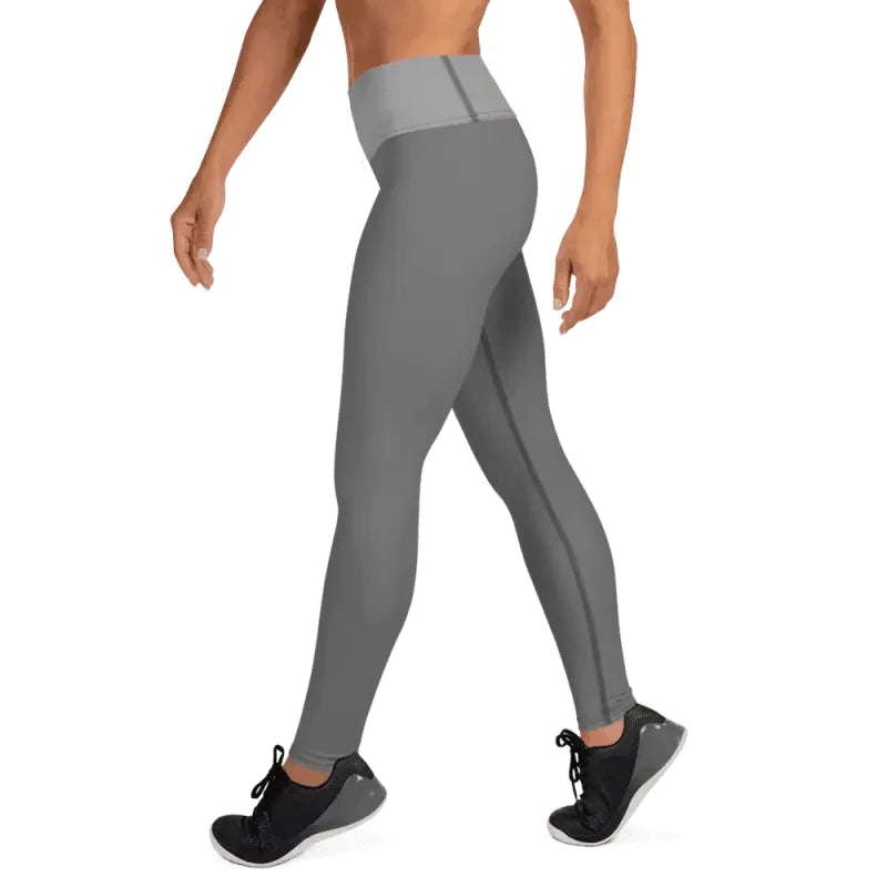 Gray athletic leggings perfect for strong active yoga or everyday yoga workouts