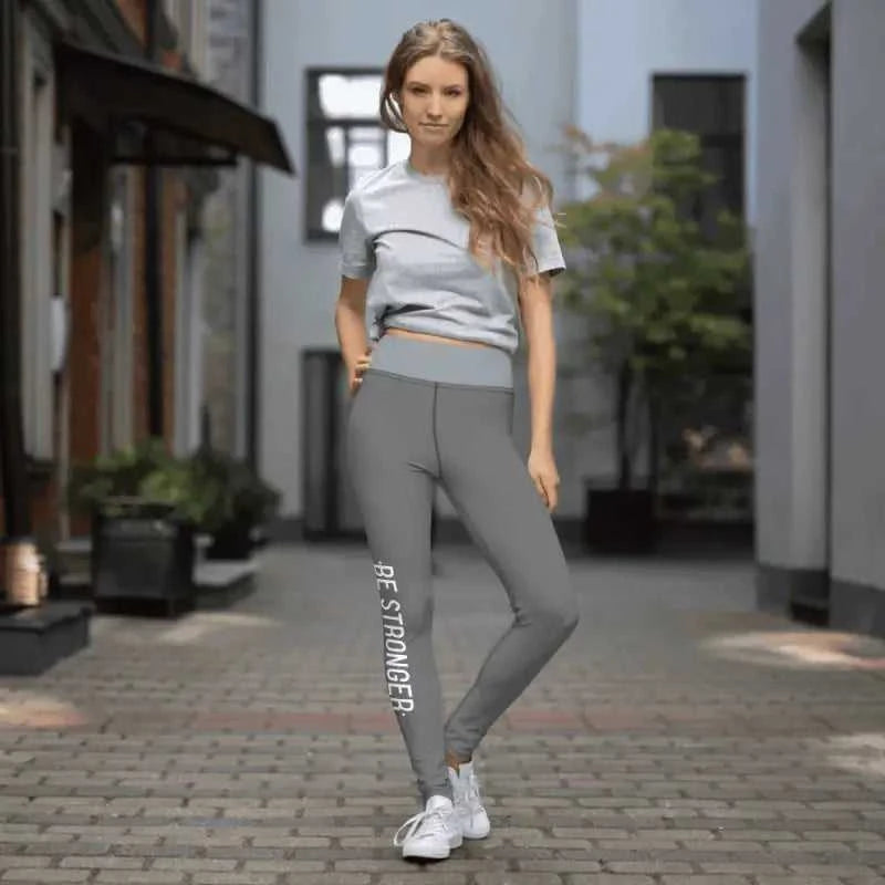 Gray athletic leggings perfect for strong active yoga and daily workouts
