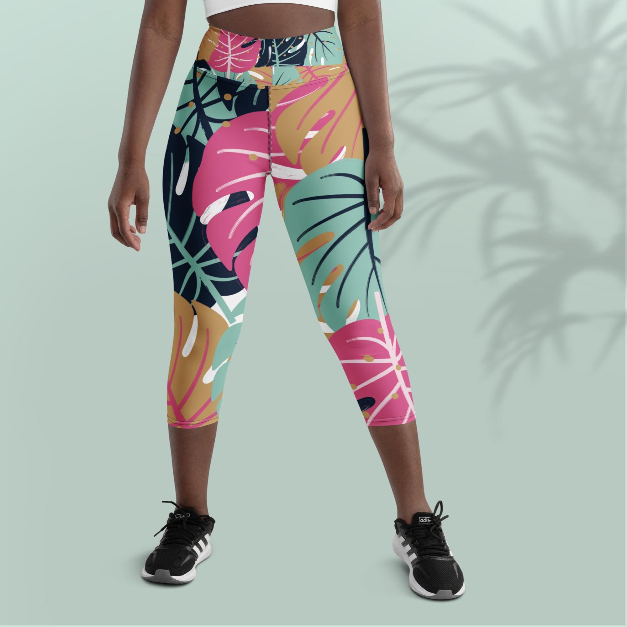 Vibrant Capri Leggings - Revive Wear     These Vibrant Yoga Capri Leggings with a high, elastic waistband are perfect for yoga, the gym, or simply a comfortable day at home. Complete your outfit with our Vibrant Longline Sports Bra. 
