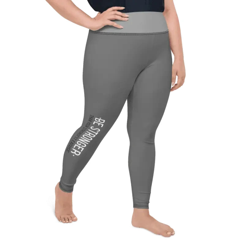 Gray plus size leggings for women, comfy high waist workout leggings for plus size activewear
