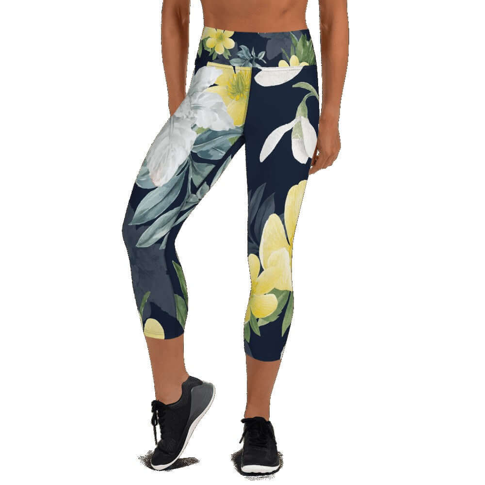 High Waisted Capri Leggings - Floral Print - Revive Wear     High Waisted Capri Leggings. Stunning floral vibrant leggings that are full of pop color. Shop small to XL sizes.Free Delivery on orders of $75.